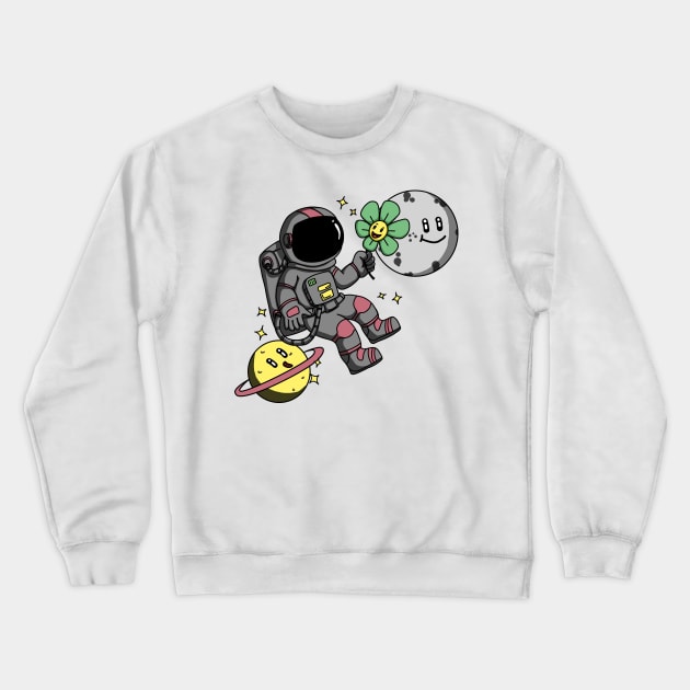 Astronaut | Happy Astronout fly on the space Crewneck Sweatshirt by VISUALUV